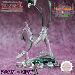 Trasparente verde in vetro soffiato di murano delfino pesce figurine
