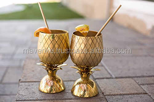 Pineapple Shaped Copper Plated Stainless Steel Cocktail Bar Tumbler Standing Mug Cup for Coffee Party Ware Drinkware