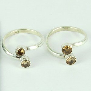 Shri Ashapura Jewels Massive Brown CZ 925 Sterling <b>Silver</b> <b>Toe</b> <b>Rings</b> BOHEMIA Style Bezel Setting Third Party Appraisal Indian - Product Image 1