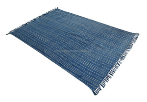 พรมปูพื้นผ้าฝ้ายพิมพ์ลายบล็อกด้วยมือมีลวดลายเรขาคณิต - Product Image 3