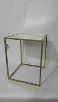Table basse carrée moderne avec miroir, cadre en laiton, plateau en verre trempé, mobilier de salon contemporain