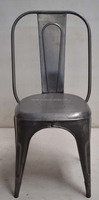 Chaise de salle à manger vintage industrielle, rétro, style antique, légère, en fer, bon marché, empilable pour la maison, le restaurant, l'hôtel et l'extérieur.