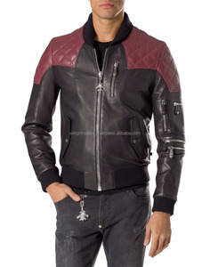 Chaqueta de piel de cordero italiana para hombre, chaqueta Original en negro y Burdeos - Product Image 2