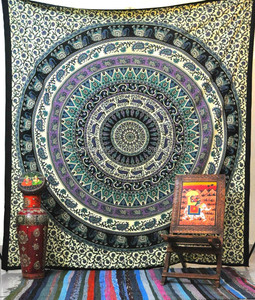 Beach <b>Towels</b> with Tassels Wholesale Round Mandala 100% Cotton Custom Logo Adult Woven Water Absorbent Digital Pigment Printing - Product Image 1