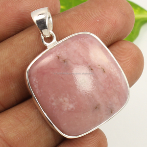 100% opale naturelle grande pierre lisse bijoux à la mode Solitaire pendentif conception 925 argent Sterling naturel rose opale pierre précieuse - Product Image 2