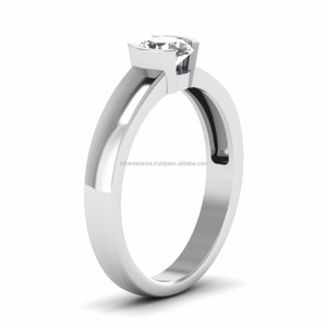 1.50CT Real Moissanite Solitaire Anillo de compromiso VVS Claridad Medio bisel Ajuste Estilo clásico Corte 14K Oro blanco Alianza de boda - Product Image 2