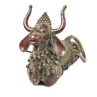 Figura de bronce dorado de latón indio hecho a mano, figura de escultura de Lord Nandi Bull, estatua para decoración del hogar, artículos de regalo, ND-05 al por mayor