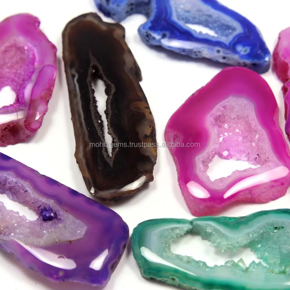 Druzy Potongan Batu Akik Lubang Multiwarna untuk Pembuatan Perhiasan dari Penjual Berlian Jujur Langsung Moissanite