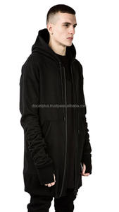 Elongated 100% Cotton Waterproof Anti-Wrinkle <b>Lined</b> Fleece Streetwear <b>Hoodie</b>/Sweatshirt for Men - Product Image 3