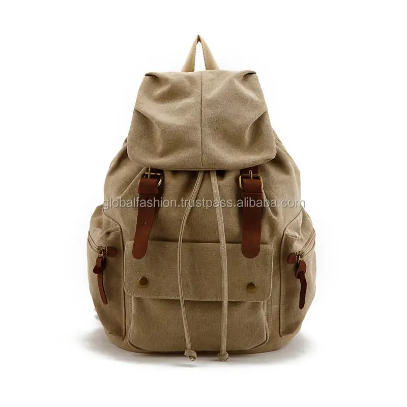 Customized unisex canvas backpack bag hiking canvas back packs