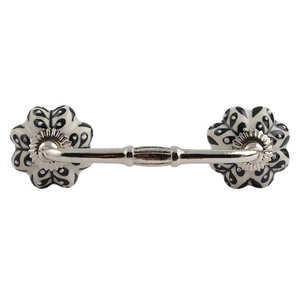 Manija de armario a granel hecha a mano de cerámica hoja negra blanca diseño antiguo venta al por mayor tocador lote cajón Vintage tirador de puerta de armario - Product Image 2