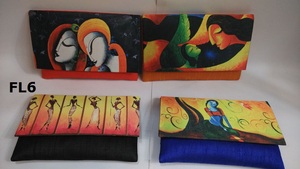 FL03 Pochette de soirée pour femme en coton/jute brodée à la main par des designers, style ethnique indien, pour mariée, capacité 1-1,9L, pour les fêtes - Product Image 4