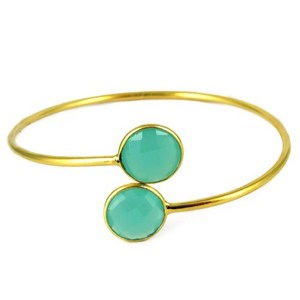 Brazaletes de Plata con Estilo Bohemio para Mujer, con Piedra de Calcedonia, Diseño de Joyería 2023 - Product Image 3
