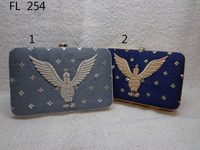 FL244 Pochette de soirée pour femme, design classique brodé, en coton/jute, avec rabat, style ethnique indien, pour mariages et fêtes, 1-1.9L