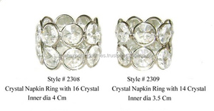 Anneaux de serviette en métal perlé en cristal porte-serviettes plaqué argent brillant pour la décoration de table de fête de mariage - Product Image 6