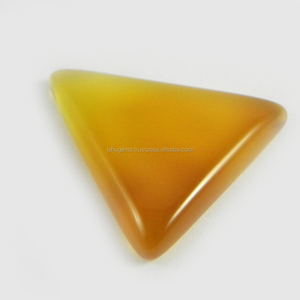 Calcedoine Jaune Naturelle 31x35mm 7,70 g Cabochon Triangulaire en Gros Pierre Précieuse IG0397 - Product Image 1
