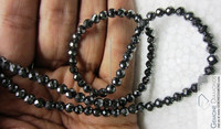 Collier de perles en moissanite noire naturelle en vrac à prix de gros, diamant en moissanite noir, collier en moissanite