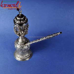 ฮุคก้าทองแดงทำมือสไตล์โบราณ งานศิลปะลายนูนและลายตอกแบบดั้งเดิม สำหรับตกแต่งและสูบบุหรี่ - Product Image 3