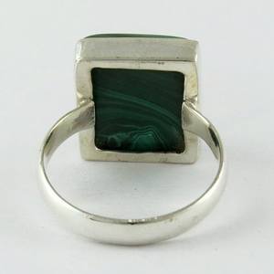 Anillos cuadrados de Plata de Ley 925, Gema Natural, malaquita verde, Plata fresca en línea - Product Image 5