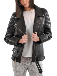 Veste en cuir d'agneau noir de qualité supérieure pour femme Slim Fit vêtements d'extérieur en cuir véritable pour l'hiver et la mode quotidienne - Product Image 2