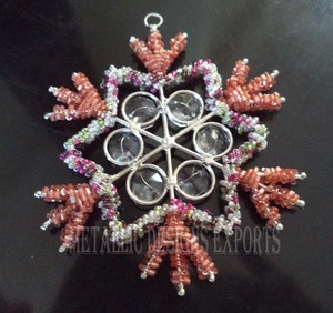 Venta caliente Impresión de cuentas Navidad Colgante Copo de nieve Adorno de cristal Color personalizado 10-30cm Tamaño para uso en interiores/exteriores - Product Image 6