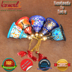 Pintado a mano de forma de campana de Navidad luces y adornos de árbol colgante indio Decoración - Product Image 6