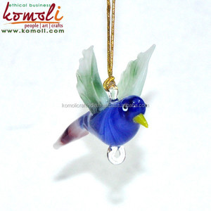 รูปแกะสลักนกแก้วสีสันสดใสของตกแต่งเครื่องประดับแก้วคริสต์มาสตามสั่ง - Product Image 2