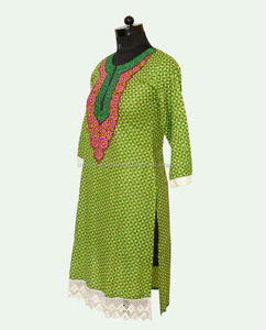 Mesdames Vert Clair Coton Sérigraphié Dernière Broderie Design Formel Ethnique Indien/Pakistanais Toutes Saisons Logo Personnalisé - Product Image 4