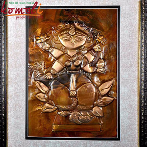 Devi Lakshmi Laxmi แผ่นทองเหลืองตกแต่งผนัง,แผ่นทองแดงตกแต่งผนังศิลปะ - Product Image 2