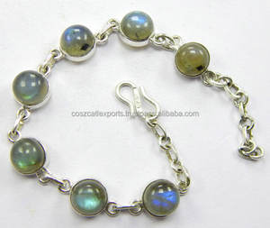 กำไลข้อมือพลอยลาบราโดไรต์ทรงหรูหรา พร้อมกรอบพลอย อุปกรณ์และส่วนประกอบเครื่องประดับระดับพรีเมียม ผลิตโดย Coszcalt Exports รุ่น IU14520D - Product Image 3