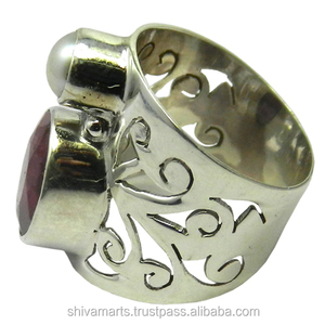 Vente en gros de bague de fiançailles en argent sterling 925 perle de rubis naturel multi pierres précieuses éternité vermeil lunette réglage fête de mariage - Product Image 2