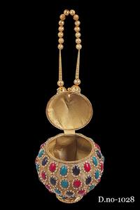 Vivid 1026 Handmade Ladies <b>Metal</b> Clutch High Quality Gold Silver <b>Beaded</b> Evening Party Stone Work Bridal Wedding Chain Flap - Product Image 6