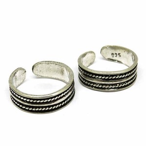 Bagues de pied indiennes uniques en argent sterling 925 oxydé, style bohème, bijoux religieux hindou Shri Ashapura - Product Image 1