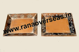 Plateau de service en bois décoratif, sculpté à la main de forme carrée 10 unités, pour le thé, service de restauration - Product Image 2