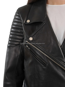 Veste en cuir d'agneau noir de qualité supérieure pour femme Slim Fit vêtements d'extérieur en cuir véritable pour l'hiver et la mode quotidienne - Product Image 4