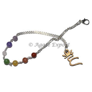 Llavero de Metal y Cobre con Diseño de los Siete Chakras Vishuddha, Venta al por Mayor, AgateExport.Com IN;7903232 - Product Image 1