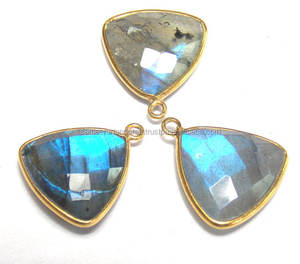 Conjunto de bisel de plata esterlina labradorita hecho a mano, declaración de bisel 925, joyería de piedras preciosas naturales, conector bohemio - Product Image 3