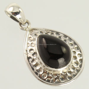 Colgante solitario, joyería de plata de ley sólida 925, conjunto de bisel en forma de pera de ónix negro Natural, joyería fina hecha a mano con piedras preciosas - Product Image 1