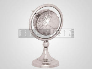 Antique Decorative Aluminum World Globe | Vintage Desktop Globe for Education | Metal <b>Desk</b> Accessory Home Office Decor Classic - Product Image 4