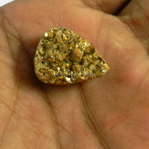 Druzy Dorado al por Mayor de 6.0 Gms, Cabujón de Piedra Preciosa Natural con Corte de Pera de 16x21mm de la India, Sin Certificado, Modelo de Gemas Ishu IG1449 - Product Image 3