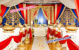 Escenario de boda decorado con pilares delgados, escenario de boda con temática mogol, grandes escenarios de boda indios en EE. UU. - Product Image 4