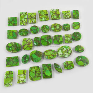¡Venta navideña! 34 piezas 100 Gms mezcla cabujón Natural verde cobre turquesa piedras preciosas para la fabricación de joyas - Product Image 5