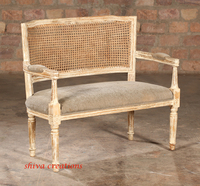 Diseño europeo muebles para el hogar sala de estar sofá de tela de madera a granel al por mayor francés país Vintage antiguo bastón trasero