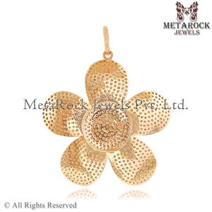 Colgante con forma de flor de oro amarillo de 14k y diamantes, joyería, Color H, SI1, Clairty, Diamante sólido, venta al por mayor - Product Image 6