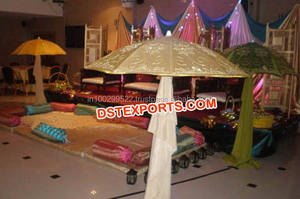 ร่มเวทีแต่งงานอาหรับMehandiเวทีร่มสีทองมุสลิมMehndiขั้นตอนร่มอินเดียและParsolsตกแต่ง - Product Image 6