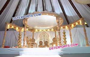 Anmol boda Mandap artesanía madera boda Mandap pesado tallado boda diseñador mejor precio dorado redondo madera Mandap EE. UU. - Product Image 4