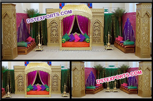 Etapa de recepción de fibra de estilo tradicional Rajwadi, último diseño, decoraciones de escenario Rajasthani para bodas - Product Image 6