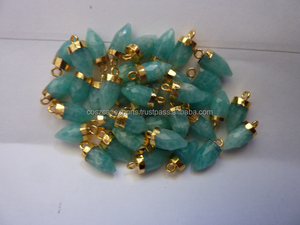 Colgante de cristal de cuarzo amazonita Piedra suelta natural Borde galvanizado de plata Punto terminado Encanto Colgantes de cristal Encantos - Product Image 5