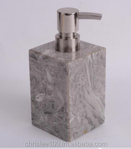 Ensemble de salle de bain en pierre naturelle, style marbre, accessoires de salle d'eau, distributeur de savon, gobelet, boîte de mouchoirs, porte-serviettes - Product Image 6