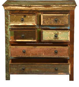 Tiroir en bois recyclé industriel et vintage pour rangement Mobilier rustique de salon et de chambre à coucher pour l'extérieur et l'hôtel - Product Image 3